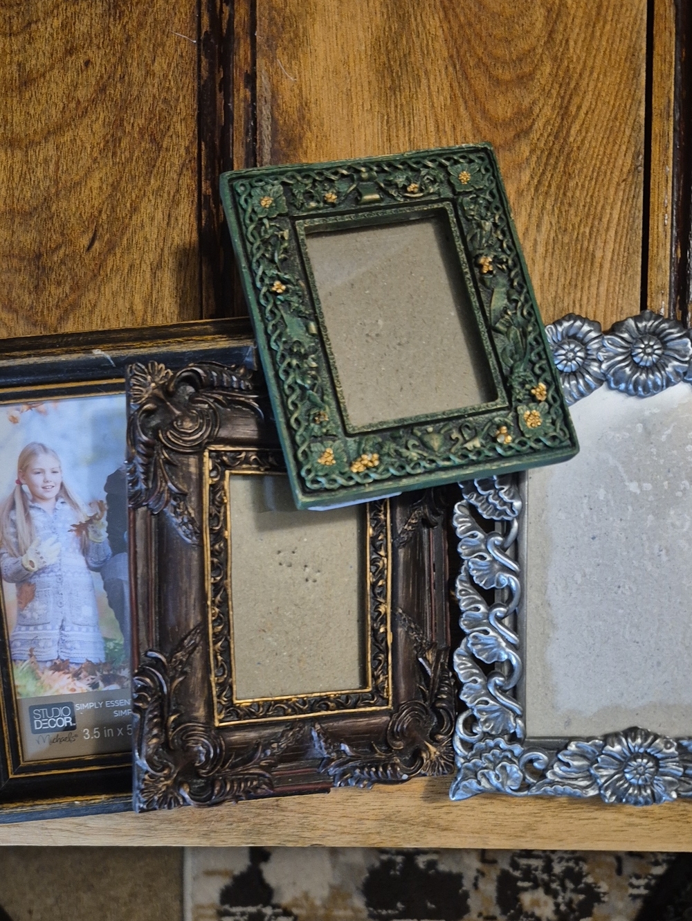 Macy's Green and Gold Embossed Floral Frame